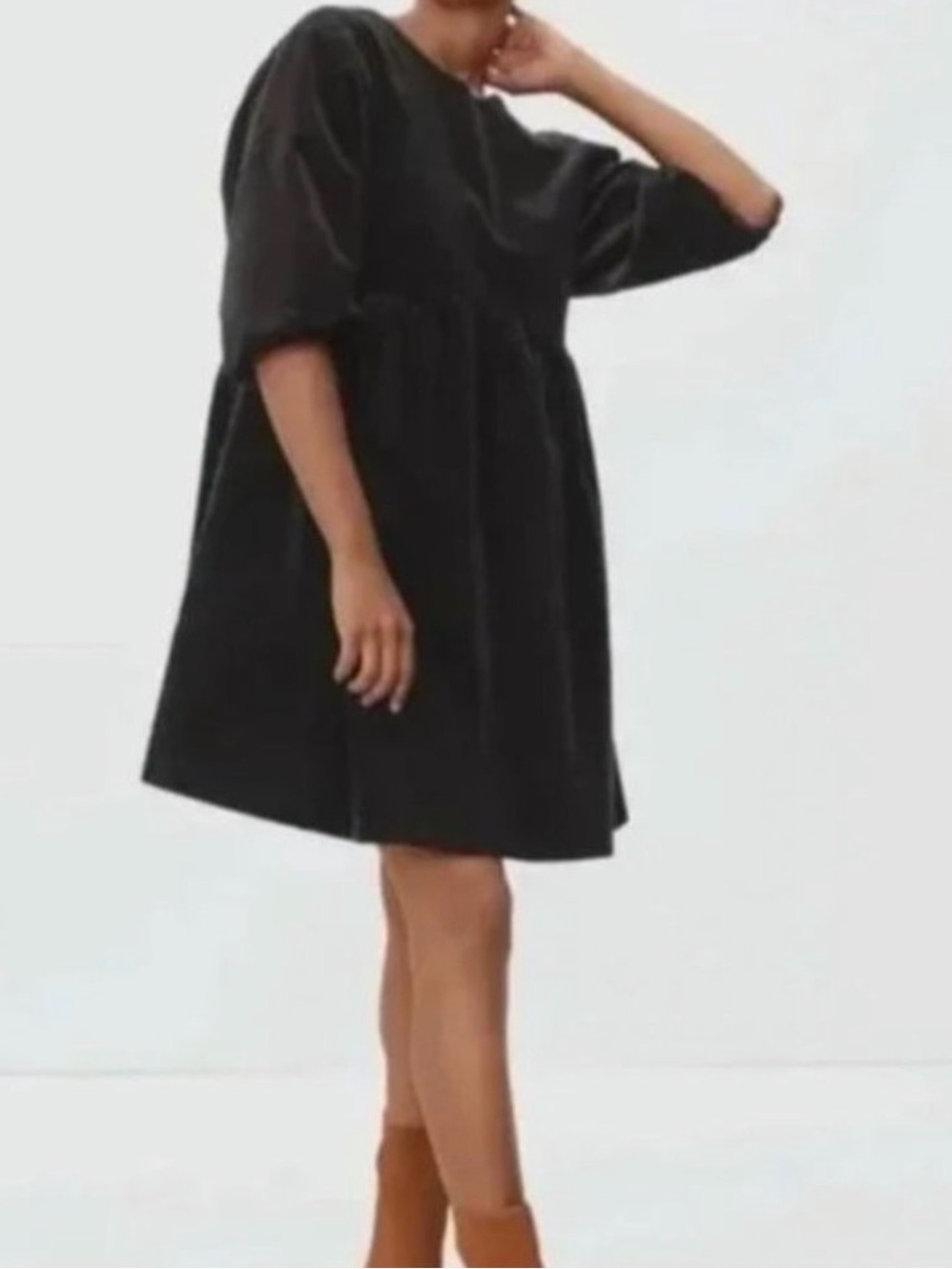 Everlane Black Mini Puff Dress - Velvet